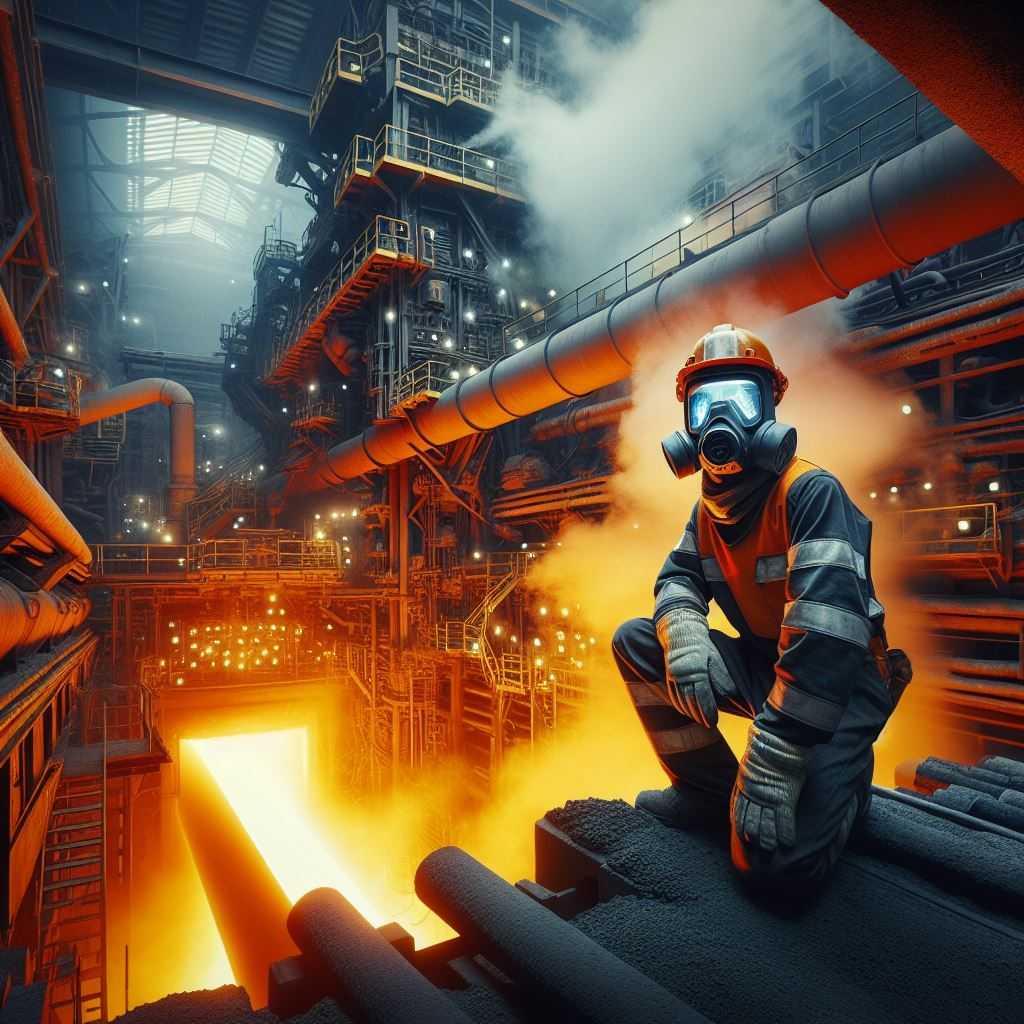 Homme travaillant dans une usine où les températures élevées sont extreme